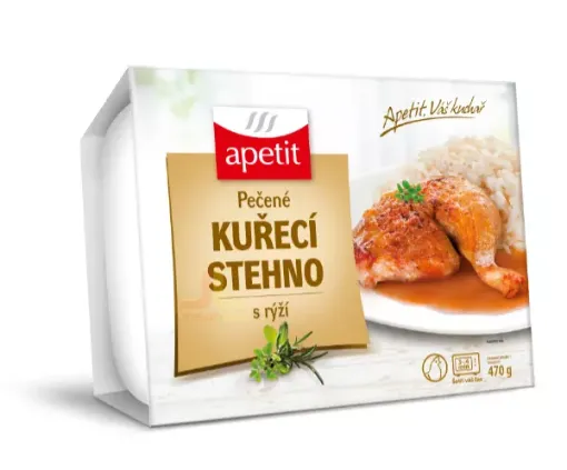 Apetit 470g Pečené kuřecí stehno, rýže