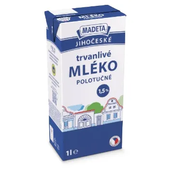 Madeta Mléko Trvanlivé 1L Polotučné 1,5%
